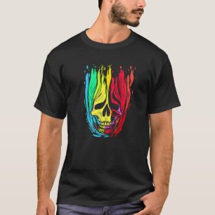 Artistic Colourful Skull Wax Drip Painting Style G T-Shirt