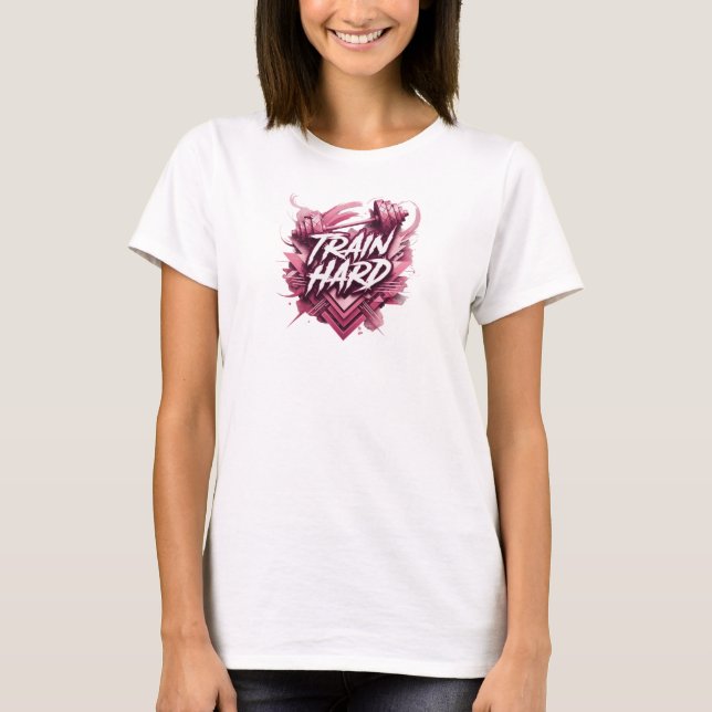 Artistic Colourful TRAIN HARD Statement Tee (Front)