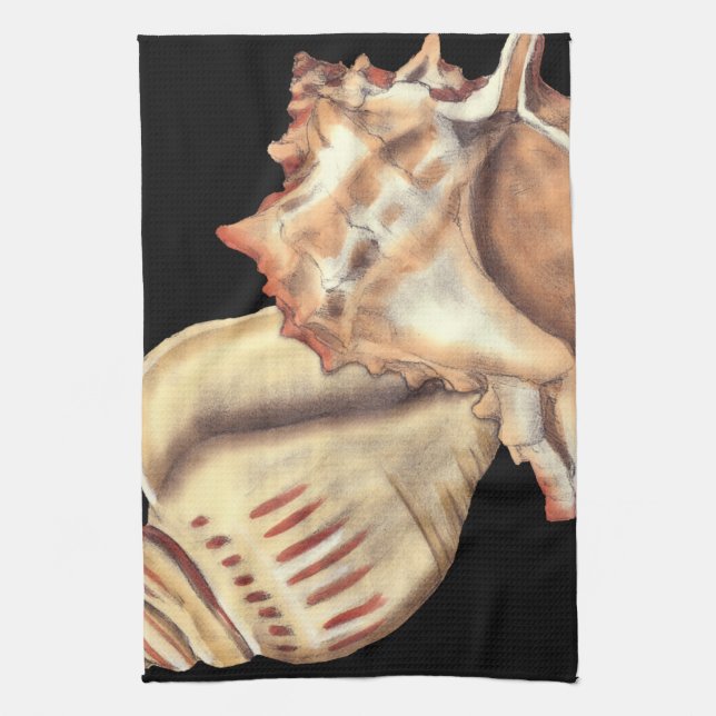 Artistic Conch Shells Tea Towel (Vertical)