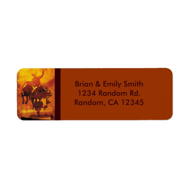 Artistic copper cowboy bull rider address labels (Front)