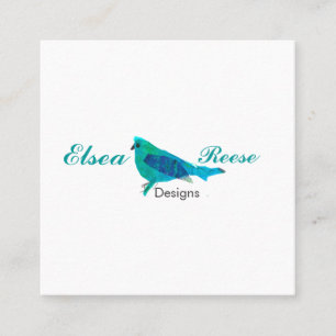 Artistic Creative Designer  Cute Blue Bird Square Business Card