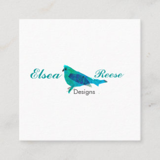 Artistic Creative Designer  Cute Blue Bird Square Business Card