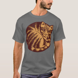 Artistic Curled Up Cat Cute Orange Tabby Cat Art T-Shirt