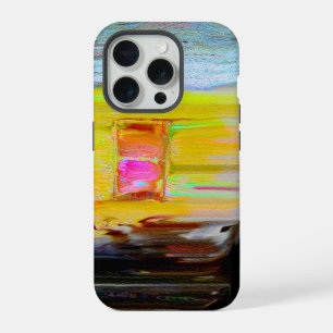 Artistic Dark Winter Night Hut Painting iPhone 15 Pro Case
