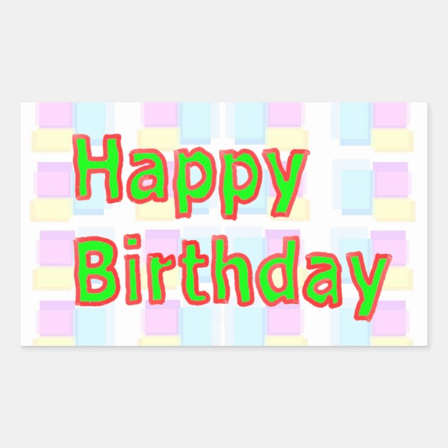 Artistic Decorative HAPPY BIRTHDAY Script Rectangular Sticker (Front)