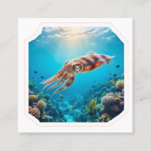 Artistic Deep Sea Squid - Mysterious Marine Life S Square Business Card