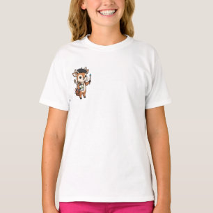 Artistic Deer Painter with Beret Kids T-Shirt