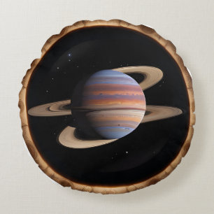 Artistic Depiction of Saturn Rings with Space Round Cushion