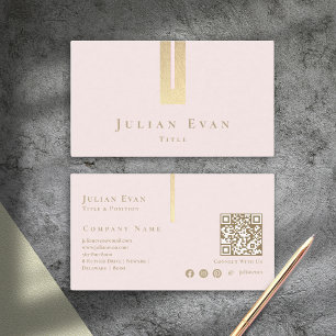 Artistic Detail Blush Pink and Gold Business Card