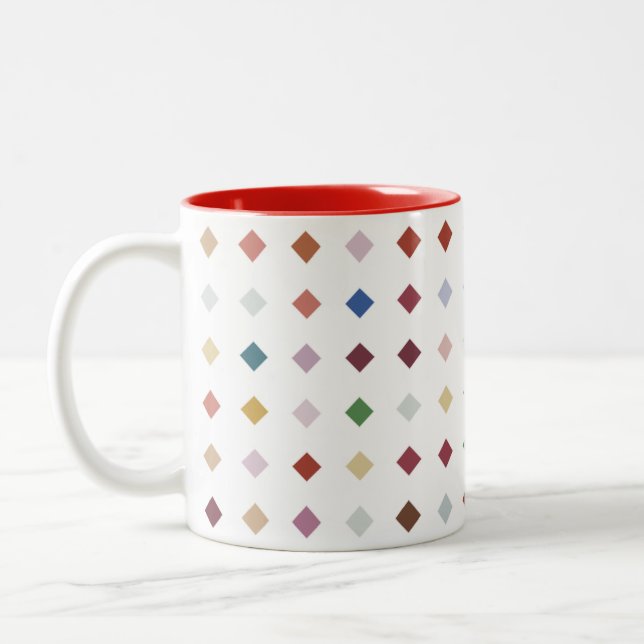 Artistic Diamond Geometric Modern Accessory Two-Tone Coffee Mug (Left)