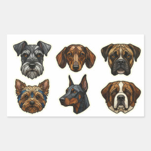 Artistic Dog Breed Portraits Part 2 Rectangular Sticker