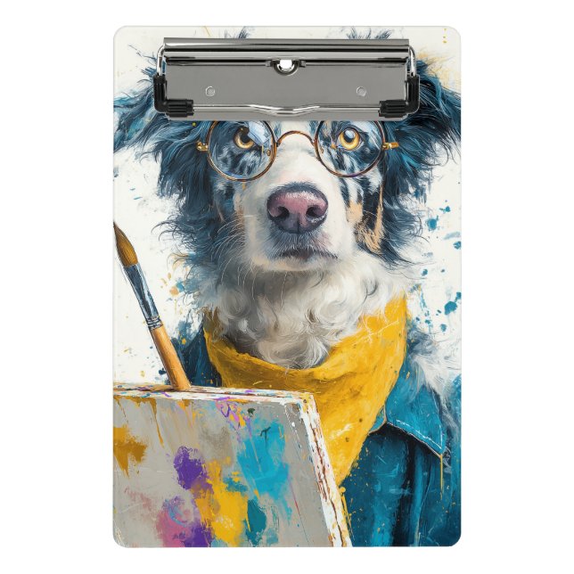 Artistic Dog Painter Portrait Mini Clipboard (Front)