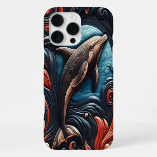 Artistic Dolphin Swirl Design iPhone 16 Pro Max Case