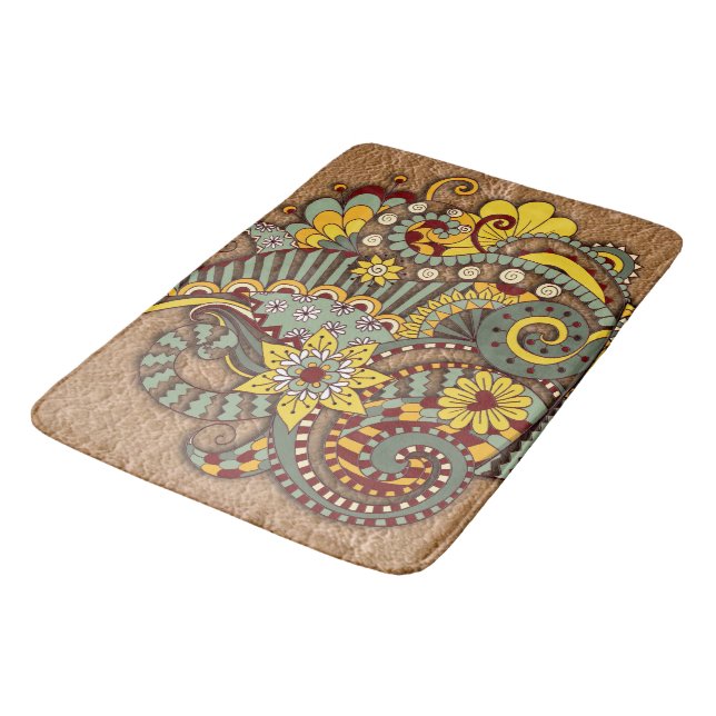 Artistic-doodle-drawing art bath mat (Angled)