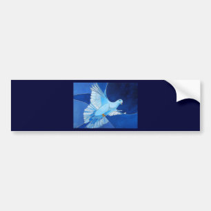 Artistic Dove Outline Art In Cerulean Blue Bumper Sticker
