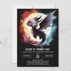 Artistic Dragon Birthday Printable Invitation