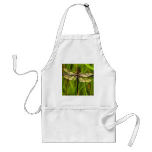 Artistic Dragonfly In Brown And Yellow On Green Standard Apron