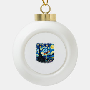 Artistic Dragonfly Shirt Starry Night Dragonfly Ceramic Ball Christmas Ornament