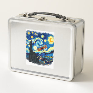 Artistic Dragonfly Shirt Van Gogh Starry Night Dra Metal Lunch Box