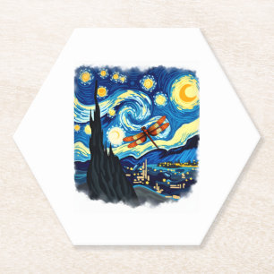 Artistic Dragonfly Shirt Van Gogh Starry Night Dra Paper Coaster