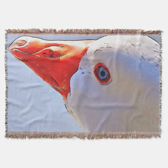Artistic Duck Black Outline Art Tapestry Throw Blanket (Front)