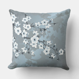 Artistic Dusty Blue Floral Cushion