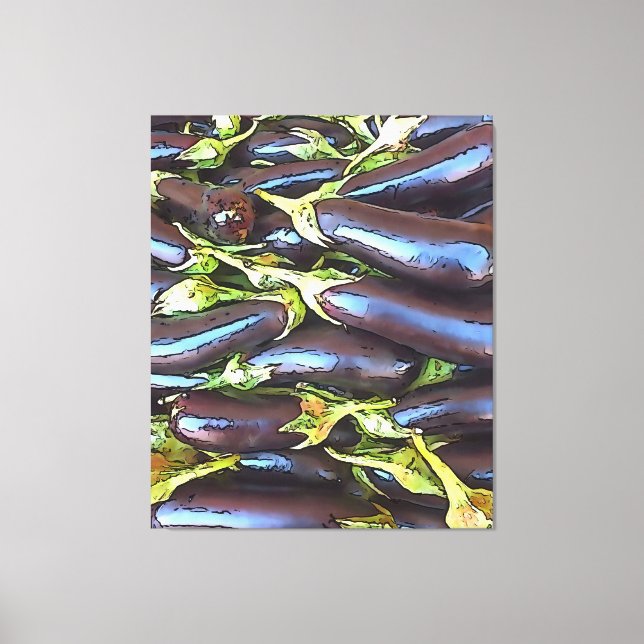 Artistic Eggplants Black Outline Art Canvas Print (Front)
