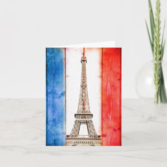 Artistic Eiffel Tower Flag note card (Front)