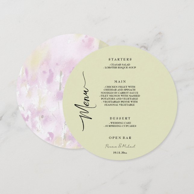 Artistic Elegant Floral Sage Green Garden Menu (Front/Back)
