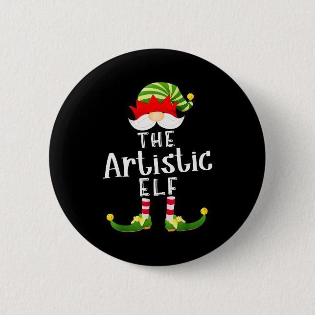 Artistic Elf Group Christmas Funny Pajama Party  6 Cm Round Badge (Front)