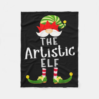 Artistic Elf Group Christmas Funny Pajama Party  Fleece Blanket
