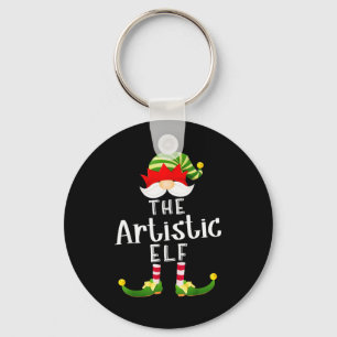 Artistic Elf Group Christmas Funny Pajama Party  Key Ring