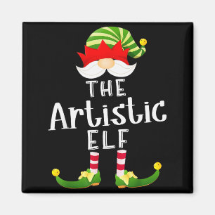Artistic Elf Group Christmas Funny Pajama Party  Magnet