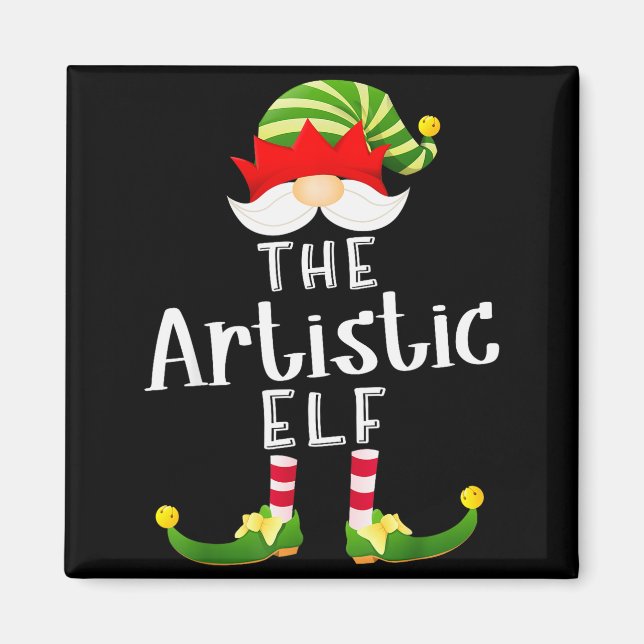 Artistic Elf Group Christmas Funny Pajama Party  Magnet (Front)