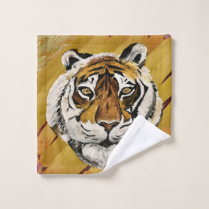 Artistic Face of Tiger Painting Wash Cloth