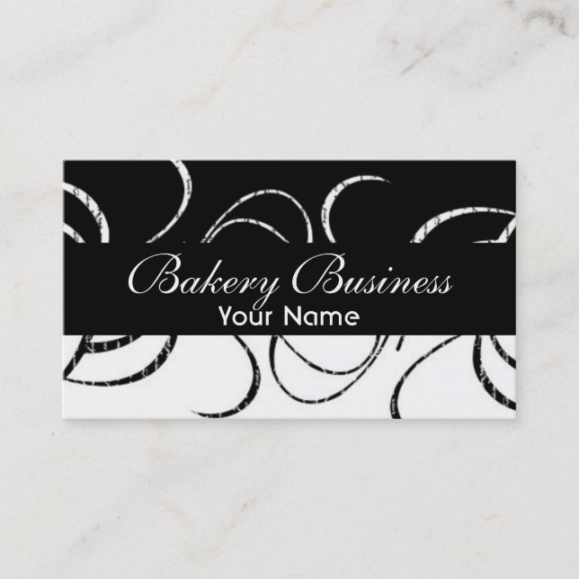 Artistic fade black white damask bakery cards (Front)