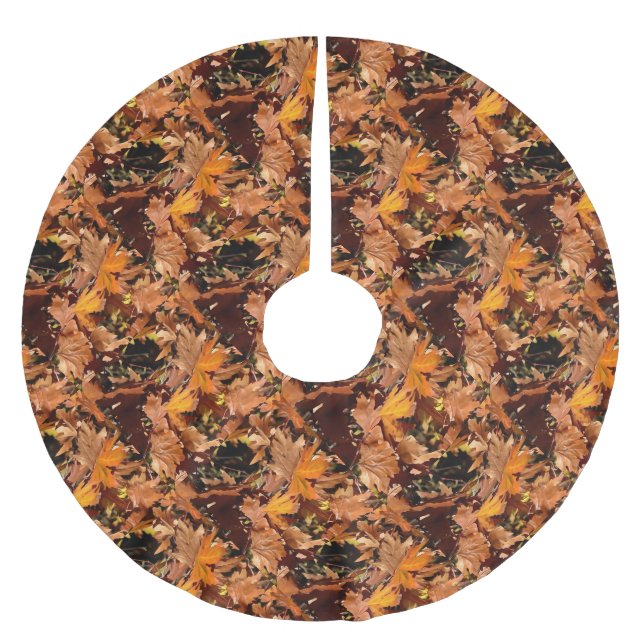 Artistic Fall Leaves In Autumn Sunshine Brushed Polyester Tree Skirt (Front)