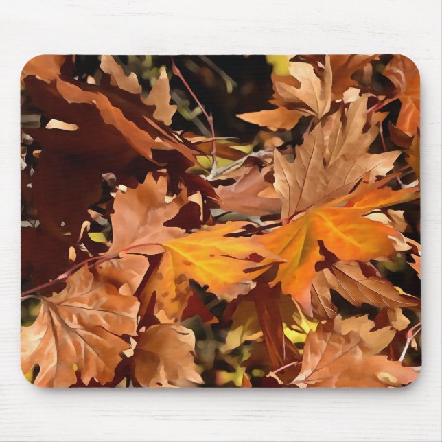 Artistic Fall Leaves In Autumn Sunshine Mouse Pad (Front)