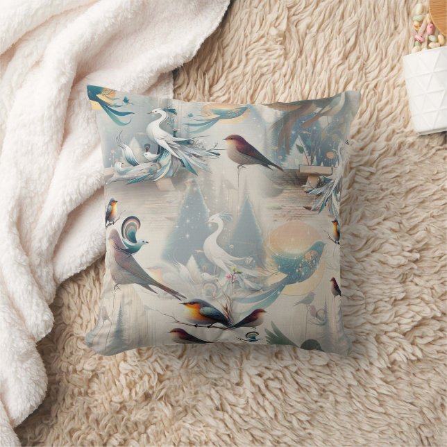 Artistic Fantasy, Bird Drawings in Colour Cushion (Blanket)