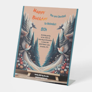 Artistic Fantasy, Bird Drawings in Colour Invitati Pedestal Sign