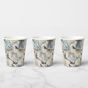 Artistic Fantasy, Bird Drawings in Colour Paper Cups