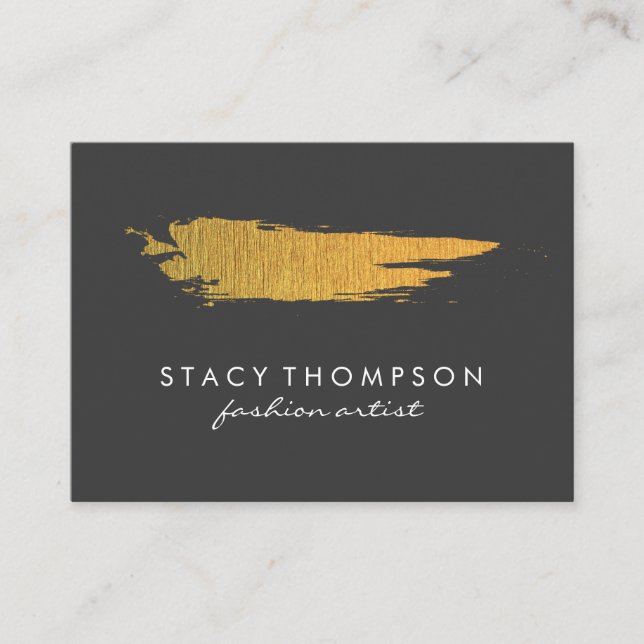 Artistic Faux Gold Brushed Pattern Business Card (Front)