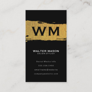 Artistic Faux Gold Brushed Texture Black Business Card
