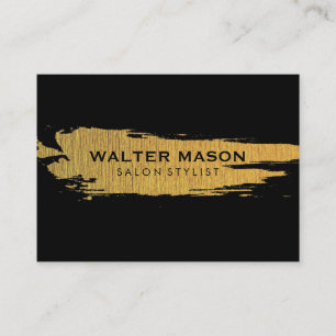 Artistic Faux Gold Brushed Texture Black Business Card