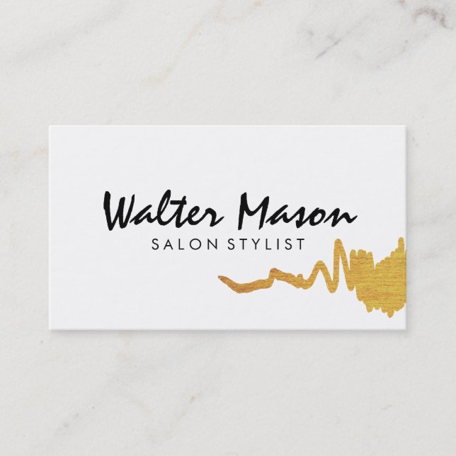 Artistic Faux Gold Brushed Texture Business Card (Front)