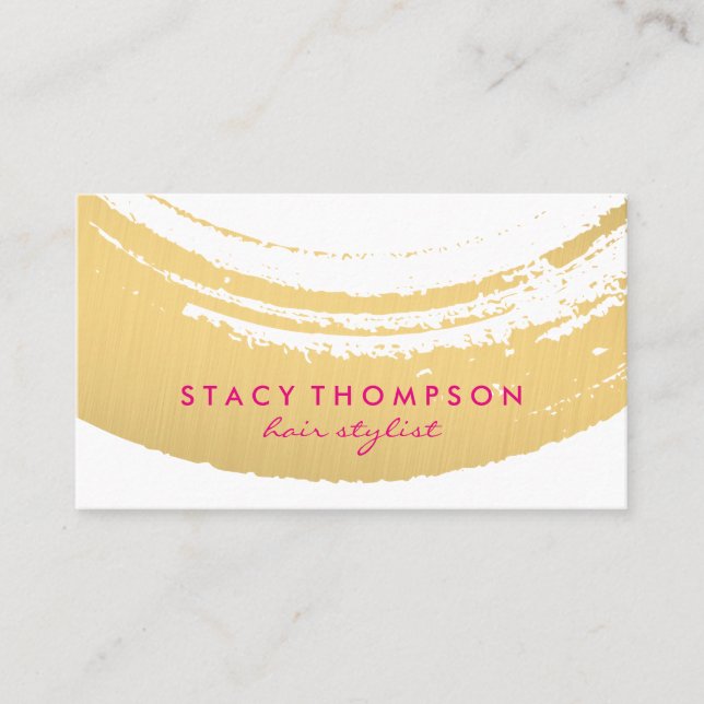 Artistic Faux Metallic Gold Brushed Business Card (Front)