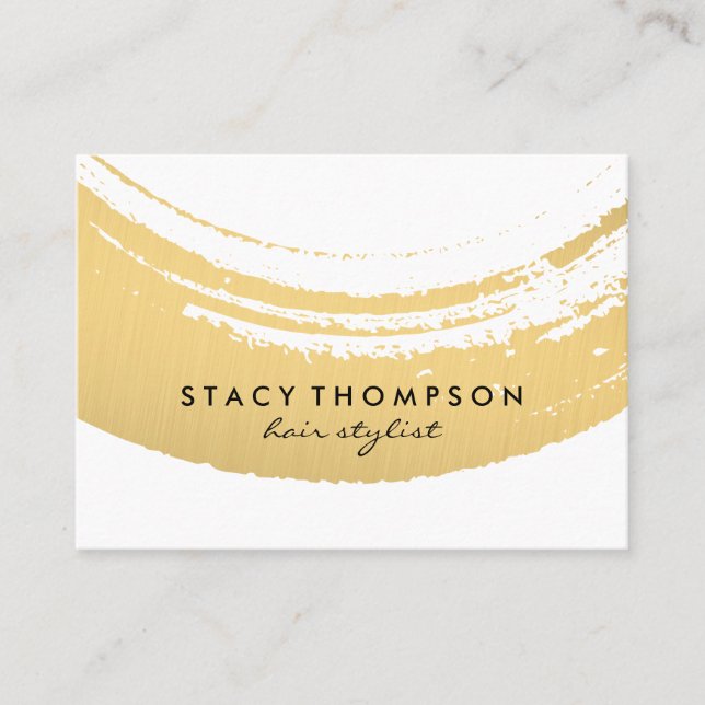 Artistic Faux Metallic Gold Brushed Business Card (Front)