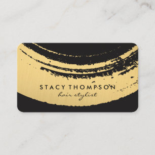 Artistic Faux Metallic Gold Brushed on Black Business Card