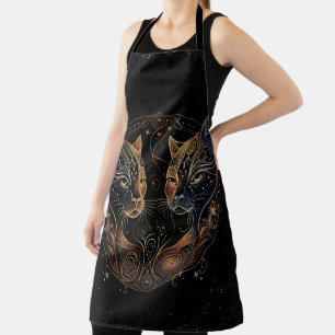Artistic Feline Circle Twin Cats Apron
