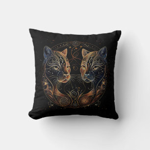 Artistic Feline Circle Twin Cats Cushion